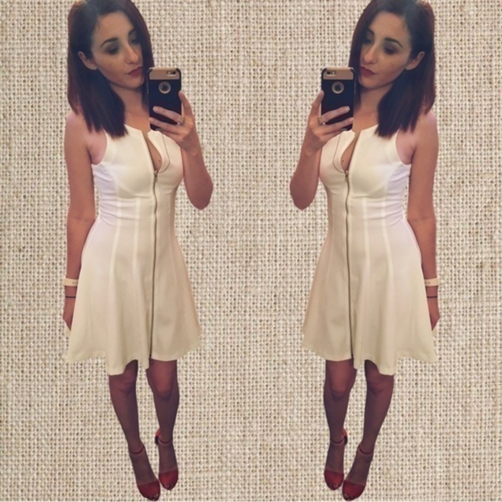White zipper up tight dress